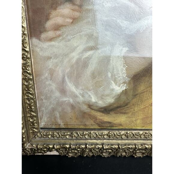 Vintage Gold Framed A.Fenti Pini Print signed Portrait Of Mother & Child Marked - Picture 3 of 13